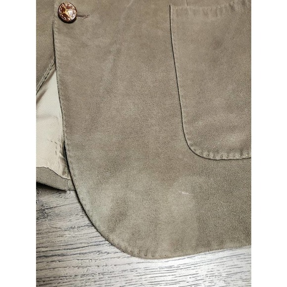 Vintage 90s Lanvin Paris Feather Suede Designer Suit Jacket Coat Blazer Mens 40R - Picture 4 of 12